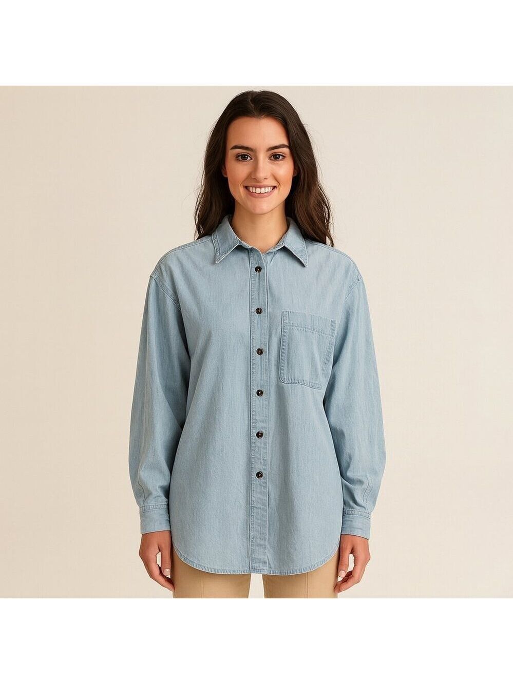 Vintage Jeans Wear Chambray Denim Shirt/Light Wash/Long Sleeve | Size M